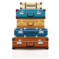 Set of closed old retro vintage suitcases