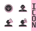 Set Closed personality, Psychology, Finding problem in psychology and Tear cry eye icon. Vector Royalty Free Stock Photo