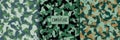 set of cloth texture military camo pattern background Royalty Free Stock Photo