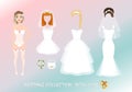 Set of clothes for the bride in cartoon style.