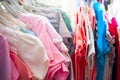 Set of clothes for kids on hangers. Shopping. Royalty Free Stock Photo