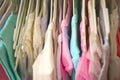 Set of clothes for kids on hangers. Shopping. Royalty Free Stock Photo