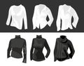 Set clothes for women. Vector flat illustration. For label washing powder white and black fabrics. Royalty Free Stock Photo