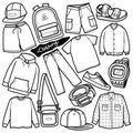 Set Clothing Hand Drawn Doodle Royalty Free Stock Photo