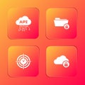 Set Cloud api interface, Folder and lock, Time Management and computing icon. Vector Royalty Free Stock Photo