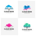 Set of Cloud book logo design vector template for online education, library and bookstore concept logo vector, Icon symbol Royalty Free Stock Photo