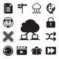 Set of Cloud computing, Fast forward, Reading, Video player, Vol Royalty Free Stock Photo