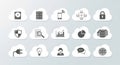 Set of cloud computing icons representing data security analytics storage and networking innovations technology concepts Royalty Free Stock Photo