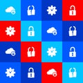 Set Cloud computing lock, Broken or cracked, Time Management and Open padlock icon. Vector Royalty Free Stock Photo