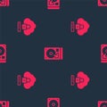 Set Cloud computing lock and Hard disk drive HDD on seamless pattern. Vector Royalty Free Stock Photo