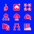 Set Cloud computing lock, Hierarchy organogram chart, Server, Data, Web Hosting, Search cloud, Folder and, technology Royalty Free Stock Photo