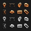 Set Cloud computing lock, UI or UX design, SEO optimization, Web development, Front end, and Bezier curve icon. Vector Royalty Free Stock Photo