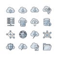 Cloud upload download settings wrench and gear servers databases Royalty Free Stock Photo