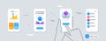 Set of Cloud computing, Online question and Checkbox line icons. For design. Vector