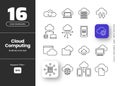 Set of cloud computing outline icon set, related to cloud services, server, cyber security, digital transformation, data exchange Royalty Free Stock Photo