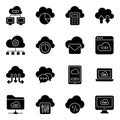 Pack of Cloud Computing Solid Icons Royalty Free Stock Photo
