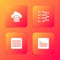 Set Cloud database, Neural network, Binary code and Web developer programming icon. Vector Royalty Free Stock Photo