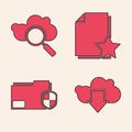 Set Cloud download, Search cloud computing, Document with star and Document folder protection icon. Vector Royalty Free Stock Photo