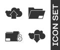 Set Cloud download, Cloud upload, Folder and lock and Document folder icon. Vector Royalty Free Stock Photo