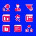 Set Cloud hacking, Software, technology data transfer, Loading window, File missing, Broken file, Filter setting and Royalty Free Stock Photo