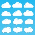 Set of cloud icons on a blue background Royalty Free Stock Photo