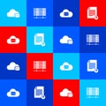 Set Cloud mail server, Server, Data, Web Hosting, and Unknown document icon. Vector Royalty Free Stock Photo