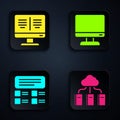 Set Cloud or online library, Online book on monitor, Online quiz, test, survey and Computer monitor screen. Black square