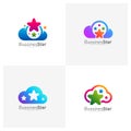 Set of Cloud Star Logo Template Design Vector, Concept, Creative Symbol, Icon Royalty Free Stock Photo