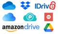 Set of cloud storage logos