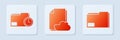 Set Cloud storage text document, Document folder with clock and Document folder. White square button. Vector Royalty Free Stock Photo