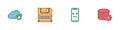 Set Cloud sync refresh, Floppy disk, Dead mobile and Setting database server icon. Vector