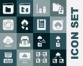 Set Cloud technology data transfer, Data analysis, hacking, Processor with CPU, Browser files and Server, report icon Royalty Free Stock Photo