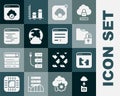 Set Cloud technology data transfer, Broken file, Folder and lock, Social network, Software, and Browser window icon Royalty Free Stock Photo