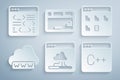 Set Cloud technology data transfer, Browser files, Web development, Software, Keyboard and icon. Vector Royalty Free Stock Photo