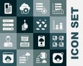 Set Cloud technology data transfer, Hierarchy organogram chart, Data analysis, Server and gear, export, Server, Data Royalty Free Stock Photo