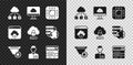 Set Cloud technology data transfer, Processor with CPU, Filter setting, Analyst engineer, Search, and computing lock Royalty Free Stock Photo