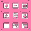Set Cloud technology data transfer, Search engine, Loading window, Books about programming, Software, Browser and Royalty Free Stock Photo