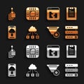 Set Cloud technology data transfer, Server, Data report, Data, Web Hosting, Filter setting, Broken file, export and Royalty Free Stock Photo