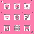 Set Cloud technology data transfer, Server, Data, Search engine, Browser setting, Photo retouching and icon. Vector Royalty Free Stock Photo