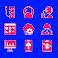 Set Cloud technology data transfer, Server, Data, Web Hosting, Monitor with graph chart, Different files, Network cloud Royalty Free Stock Photo