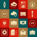 Set Cloud technology data transfer and storage, Virtual reality, Gamepad, 3D printer, Ar, augmented, Smartwatch and Royalty Free Stock Photo