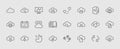 Set of cloud vector line icon. It contains symbols to upload, download, link and more. Editable move. 32x32 pixels.