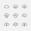 Set of Cloud Vector Line Icon. It contains Symbols to Upload, Download, Link and more. Editable Stroke. 32x32 pixels