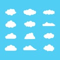 Set of clouds. Set of different clouds on blue background Vector illustration