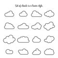 Set of clouds in a linear style. Cloud in line or outline. Vector