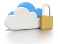 Set of clouds and a padlock, secure data storage Royalty Free Stock Photo