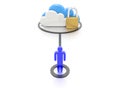 Set of clouds and a padlock, secure data storage Royalty Free Stock Photo