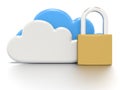 Set of clouds and a padlock, secure data storage Royalty Free Stock Photo