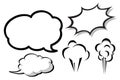 Set of clouds and speed bubbles on white background. Royalty Free Stock Photo