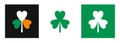 Set clover heart shape irish colors flag and shamrock silhouette vector illustration Royalty Free Stock Photo